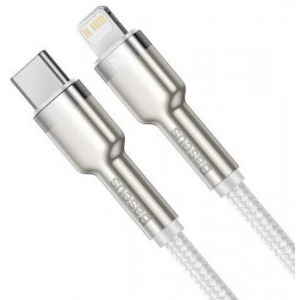 Baseus Cafule Metal, CATLJK-B02, USB-C Male la Lightning Male, 2 m, White
