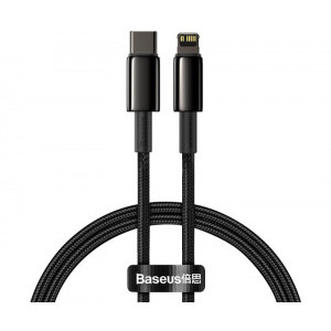 Cablu de date / adaptor Baseus Tungsten Gold, CATLWJ-01, USB-C Male la Lightning Male, 1 m, Black