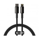 Cablu de date / adaptor Baseus Tungsten Gold, CATLWJ-A01, USB-C Male la Lightning Male, 2 m, Black