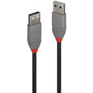 Cablu periferice LINDY Anthra, USB 2.0 Male tip A - USB 2.0 Male tip A, 0.5m, negru-gri