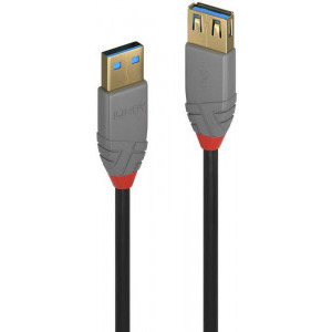 LINDY Anthra, USB 3.1 Male tip A - USB 3.1 Female tip A, 0.5m, negru-gri