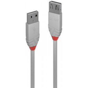 LINDY Anthra, USB 2.0 Male tip A - USB 2.0 Female tip A, 3m, gri