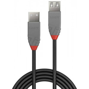 Cablu periferice LINDY Anthra, USB 2.0 Male tip A - USB 2.0 Female tip A, 0.5m, negru-gri
