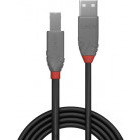 Cablu periferice LINDY Anthra, USB 2.0 Male tip A - USB 2.0 Male tip B, 7.5m, negru-gri