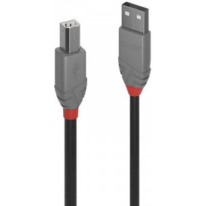 LINDY Anthra, USB 2.0 Male tip A - USB 2.0 Male tip B, 5m, negru-gri