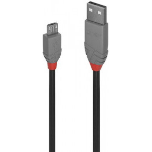 LINDY Anthra, USB 2.0 Male tip A - microUSB 2.0 Male, 0.5m, negru-gri