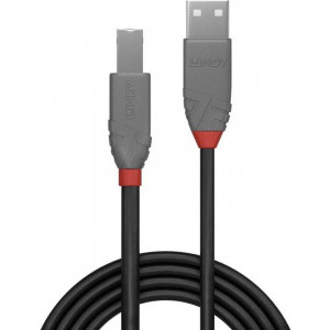 LINDY Anthra, USB 2.0 Male tip A - USB 2.0 Male tip B, 0.5m, negru-gri