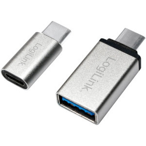 Logilink AU0040 Adaptor OTG, USB-C Male la USB Female + micro USB Female, Grey