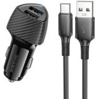 Incarcator auto Borofone BZ31A, 2x USB, 18 W, Negru