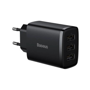 Baseus Compact, 3x USB, 17W, Black