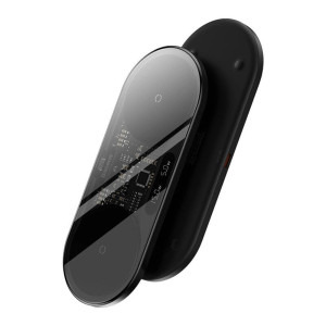 Baseus Digital LED Display Gen 2, Wireless Qi, 20W, Black, display digital + Cablu USB-C la USB