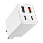 Incarcator retea Baseus GaN6 Pro, 2x USB-C, 2x USB, Quick Charge 65W, White + cablu USB-C