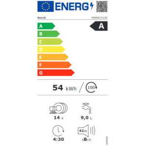 Bosch SMI6ECS12E, 14 seturi, 8 programe, Clasa A, EcoSilence Drive, ExtraDry, Max Flex, VarioDrawer, RackMatic, AquaStop, AquaSensor, Home Connect, 60 cm