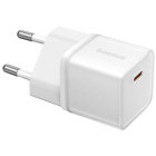 Incarcator retea Baseus P10162503213-00, 1x USB-C, Quick Charge 20 W, GaN, White