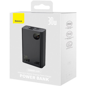 Baseus Adaman2 Digital Display, 20000mAh, 30W VOOC Edition, Black, cablu USB la USB-C inclus